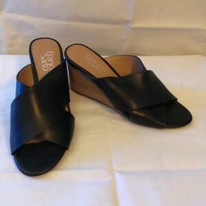 Women’s Franco Sarto "Memphis" black open toe wedge heels size 6M
